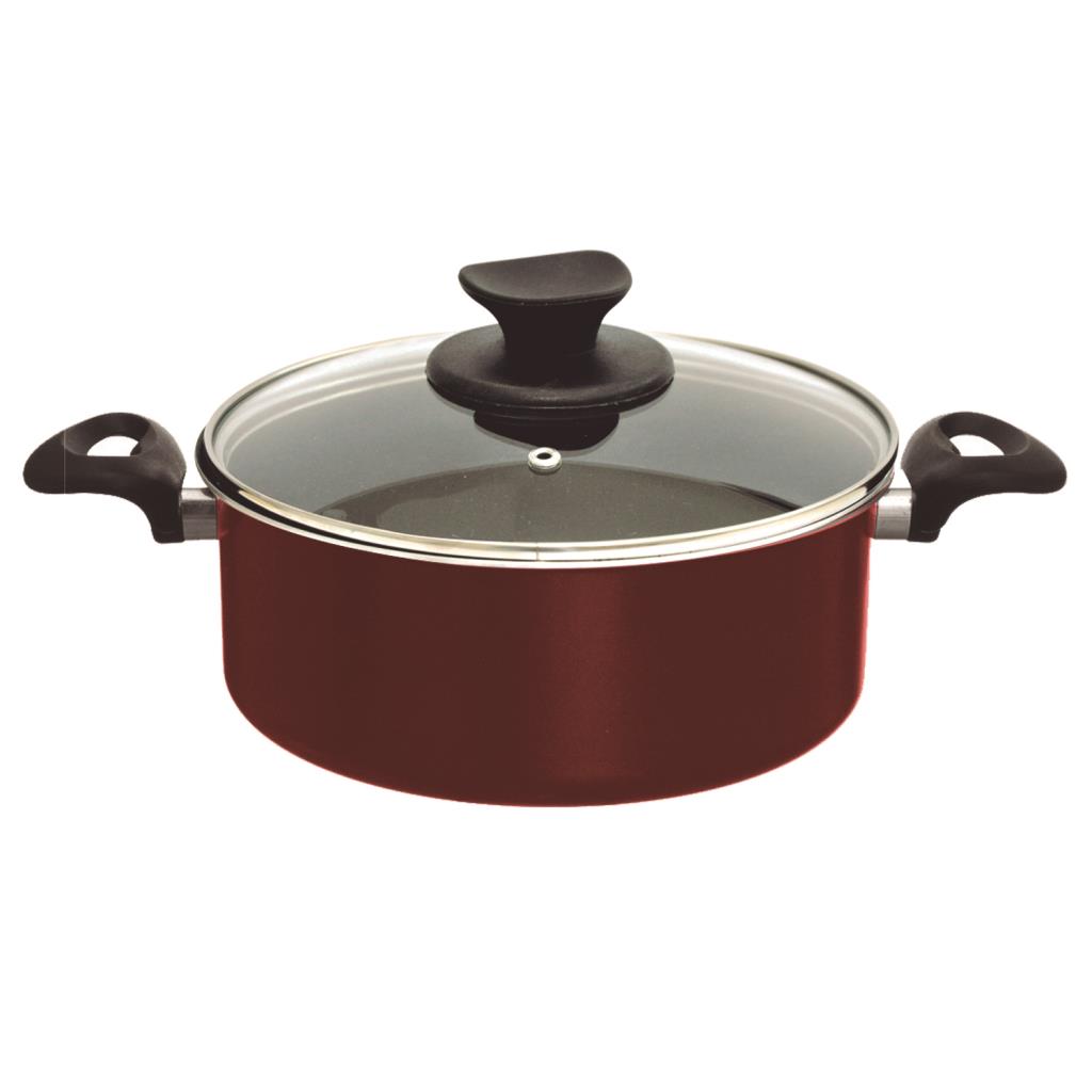 CAÇAROLA PREMIUM TAMPA VIDRO ANTIADERENTE CEREJA C/ALÇAS N20